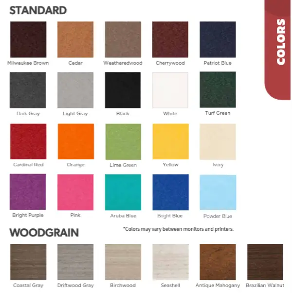Custom poly-lumber color and finish options at ADK Guys in Western New York