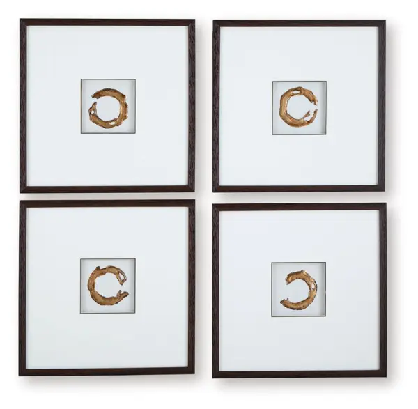 Dallbourne - Wall Art Set (Set of 4) - White / Gold Finish