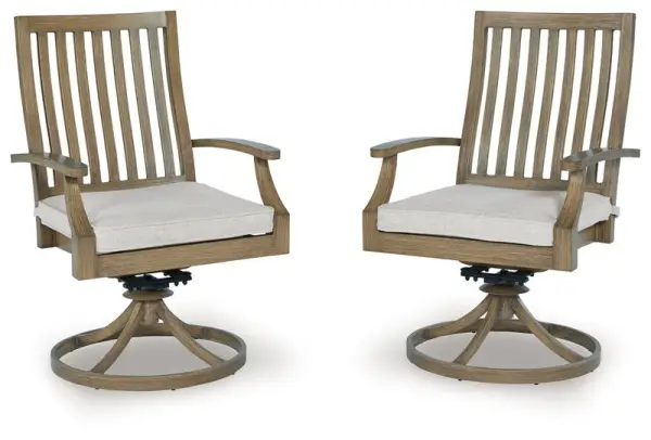 Rainier Ranch - Swivel Chair With Cushion (Set of 2) - Brown / Beige