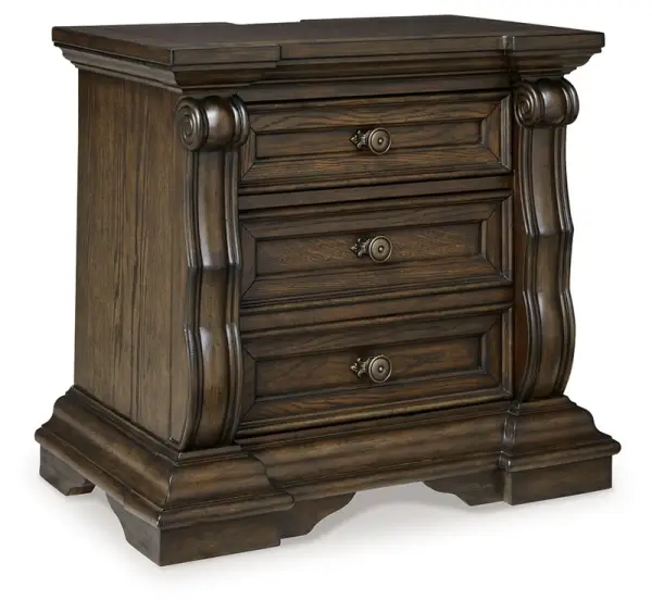 Maylee - Three Drawer Night Stand - Dark Brown