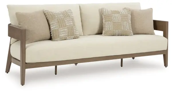 Serene Bay - Sofa With Cushion - Dark Brown / White
