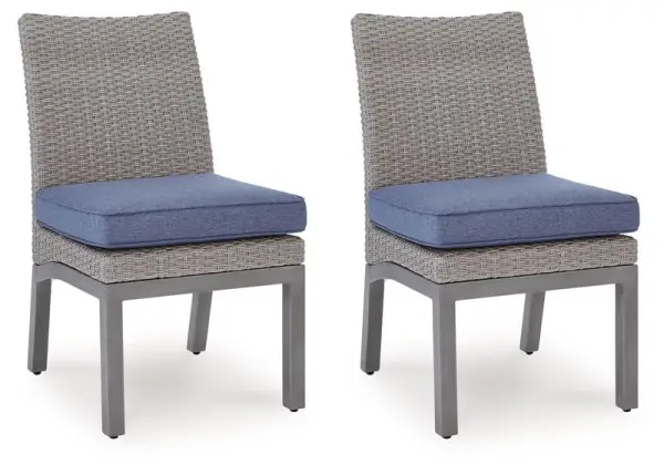 Half Moon Beach - Side Chair With Cushion (Set of 2) - Blue / Gray
