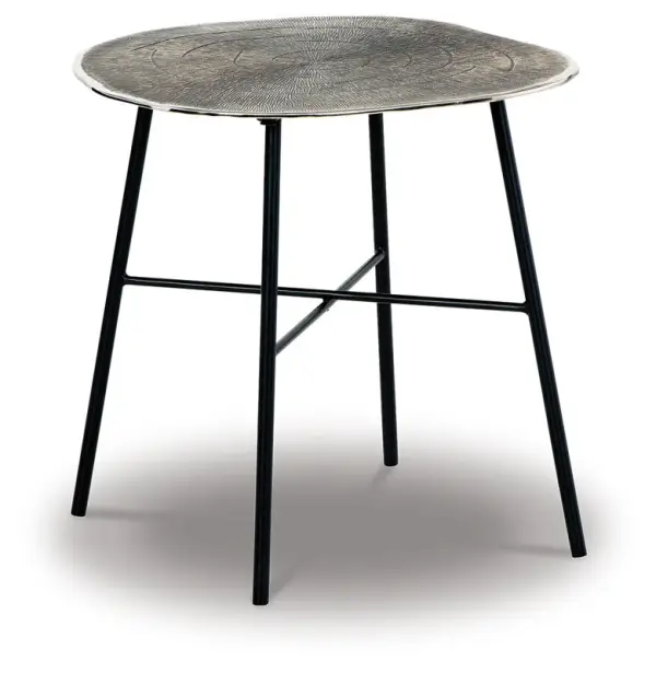 Laverford - Round End Table - Chrome / Black