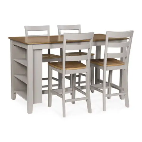 Harperfeld - Dining Room Counter Table Set (Set of 5) - Natural / Gray