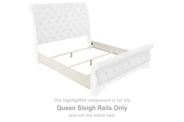 Realyn - Queen Sleigh Rails - Chipped White