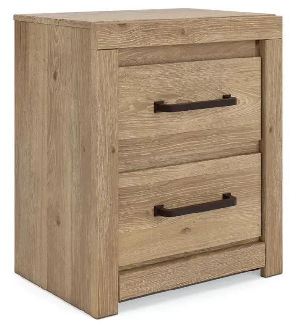 Brozmont - Two Drawer Night Stand - Tan