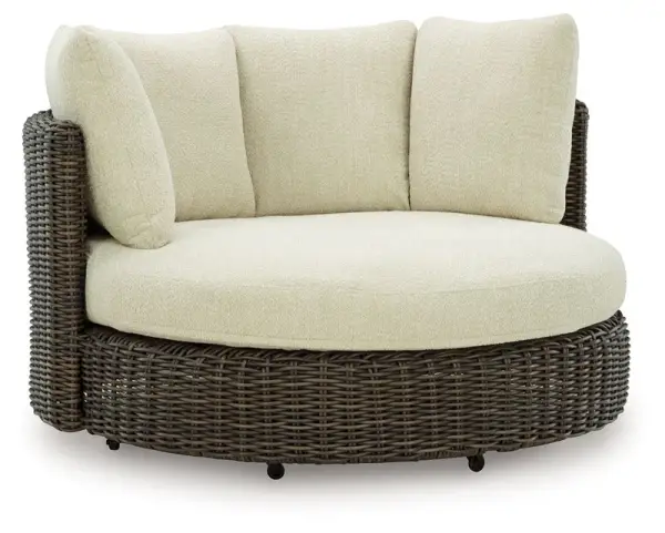 Kimora - Swivel Lounge Chair With Cushion - Beige / Dark Brown