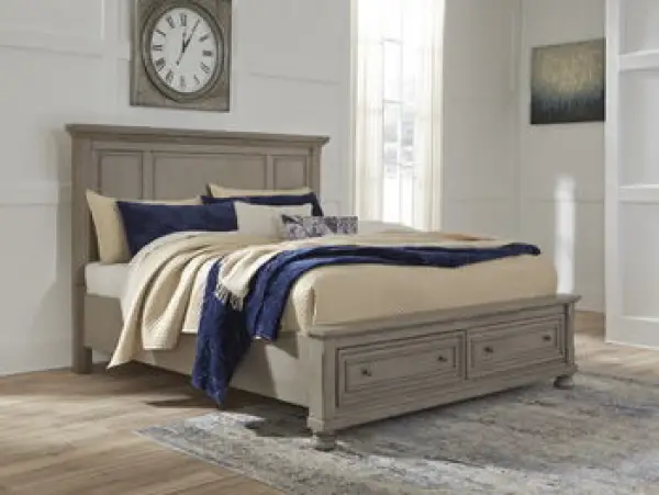 Lettner - King Rails with Roll Slats - Light Gray