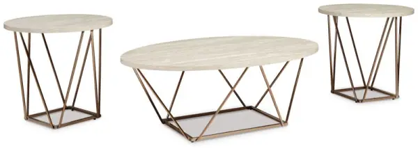 Tarica - Occasional Table Set (Set of 3) - White / Metallic