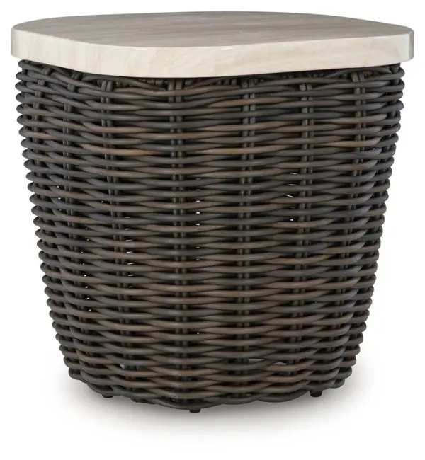 Kimora - Square End Table - Beige / Dark Brown