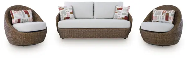 Double Point - Loveseat, Swivel Chairs Set (Set of 3) - Beige