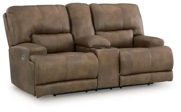 Beckley Place - Power Reclining Loveseat With Console / Adjustable Headrest - Earth
