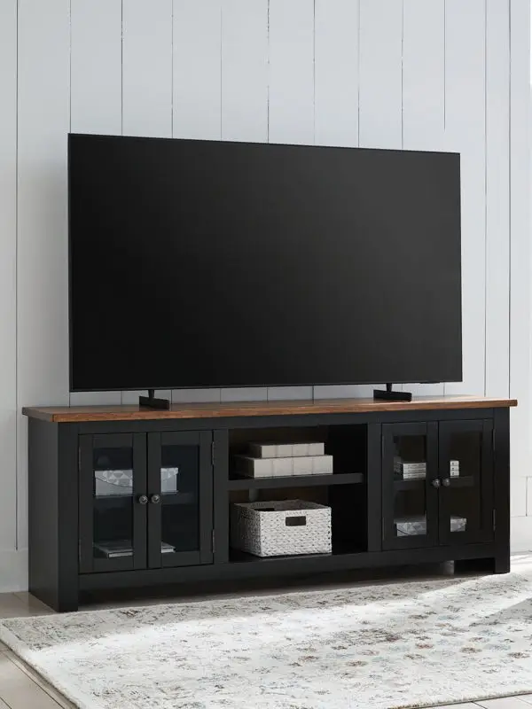 Wildenauer - XL TV Stand With Fireplace Option - Brown / Black