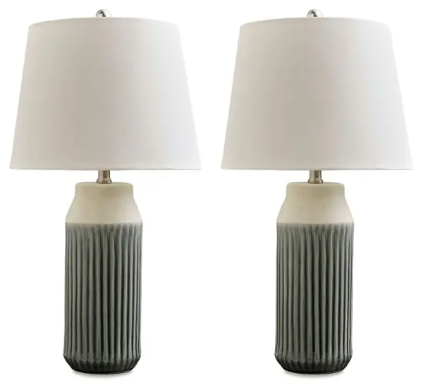 Afener - Ceramic Table Lamp (Set of 2) - Blue / Beige