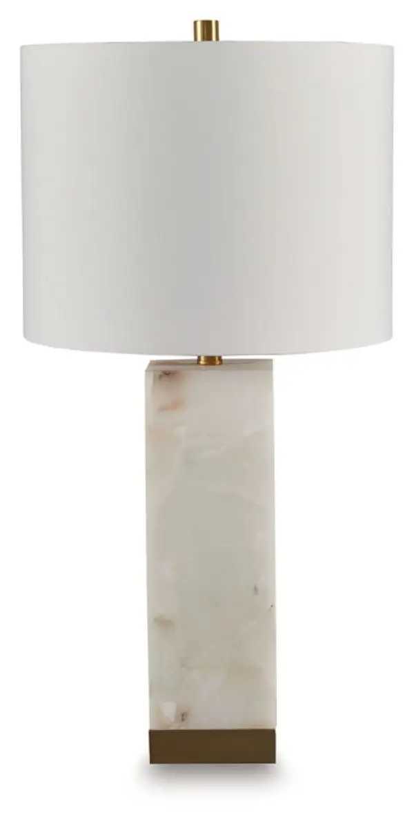 Linderfield - Alabaster Table Lamp - White / Gold Finish