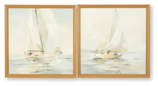 Winbrook - Wall Art Set (Set of 2) - Gray / Tan / Gold Finish