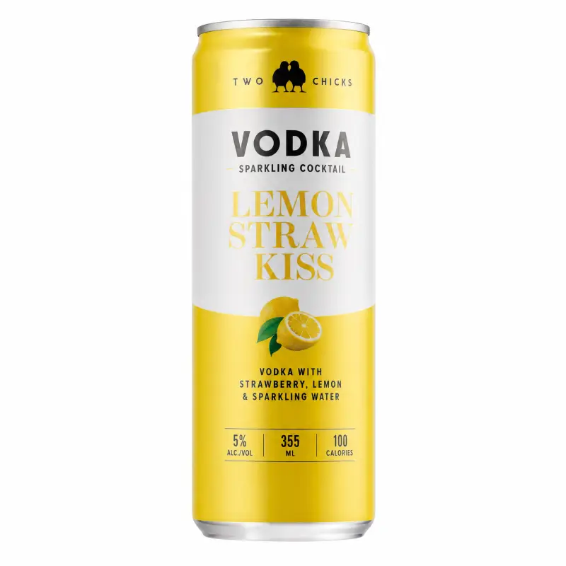 Two Chicks Lemon Strawberry Kiss Sparkling Vodka Fizz 355ml