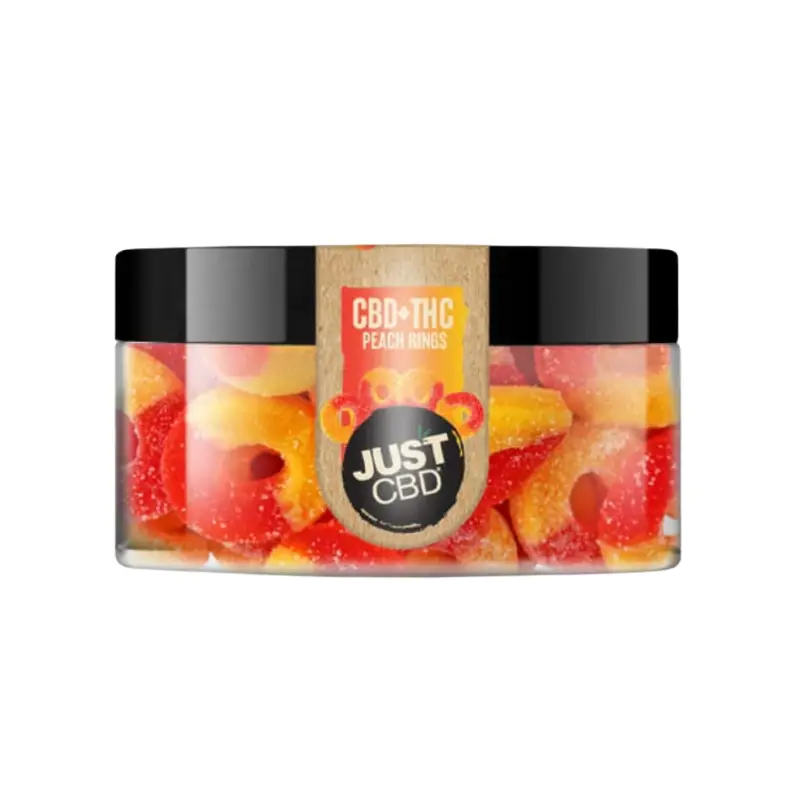 JustCBD 1:1 Gummies - Peach Rings - 15mg CBD + 15mg THC