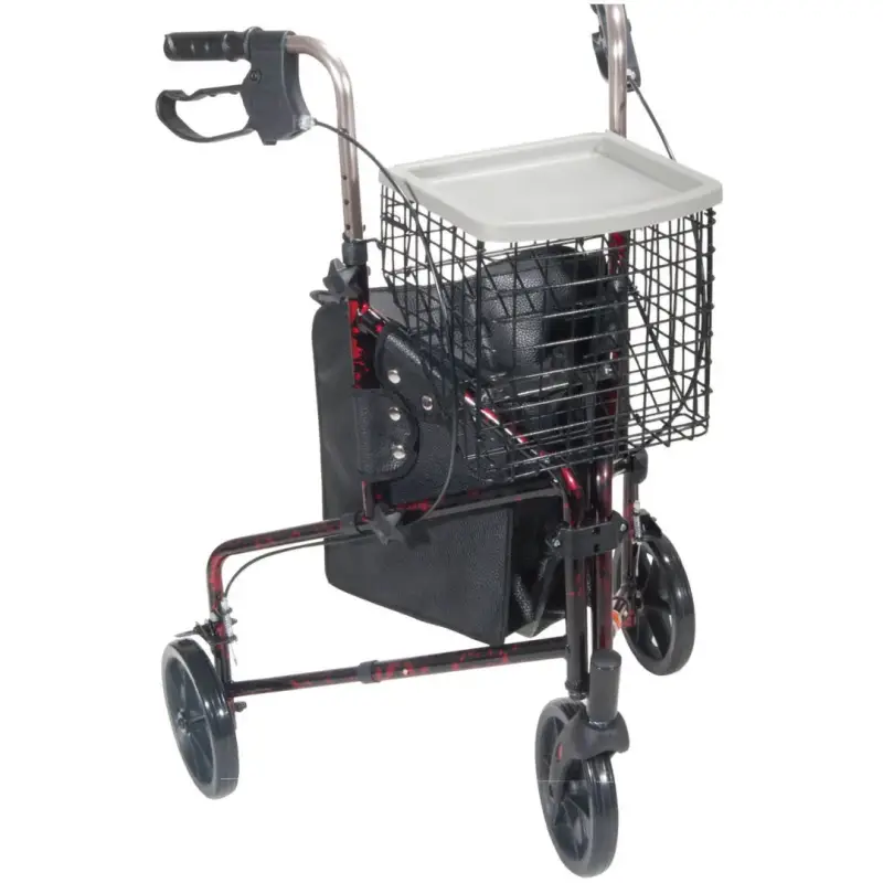 3 Wheel Rollator Walker with Basket Tray and Pouch