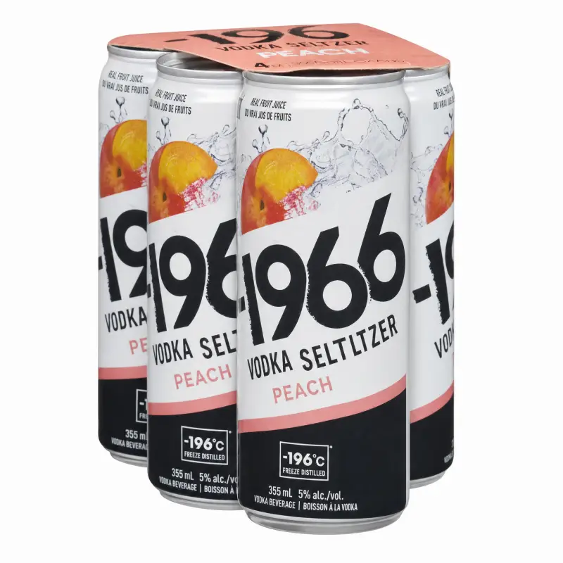 -196 Peach Vodka Seltzer 4 Pack 355ml Cans