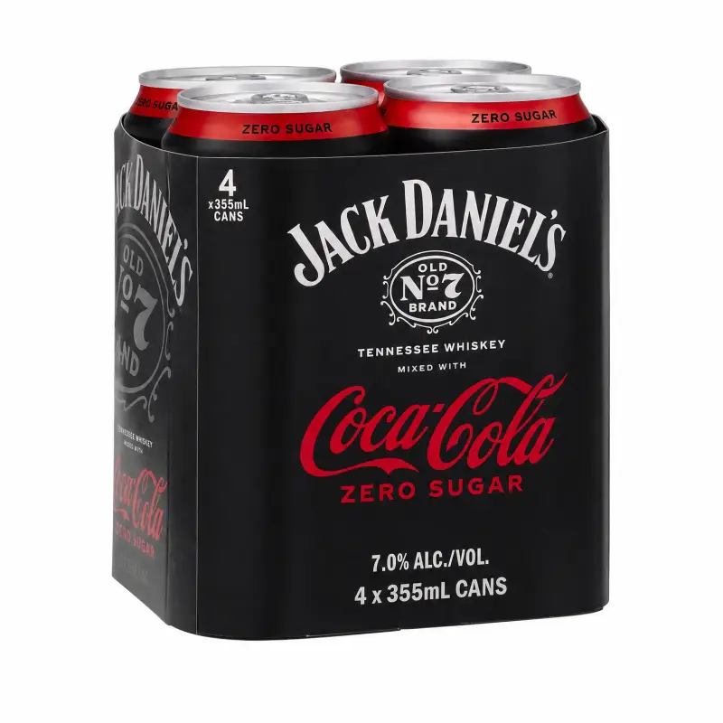 Jack Daniel's & Coca-Cola Zero Sugar 4 x 355ml