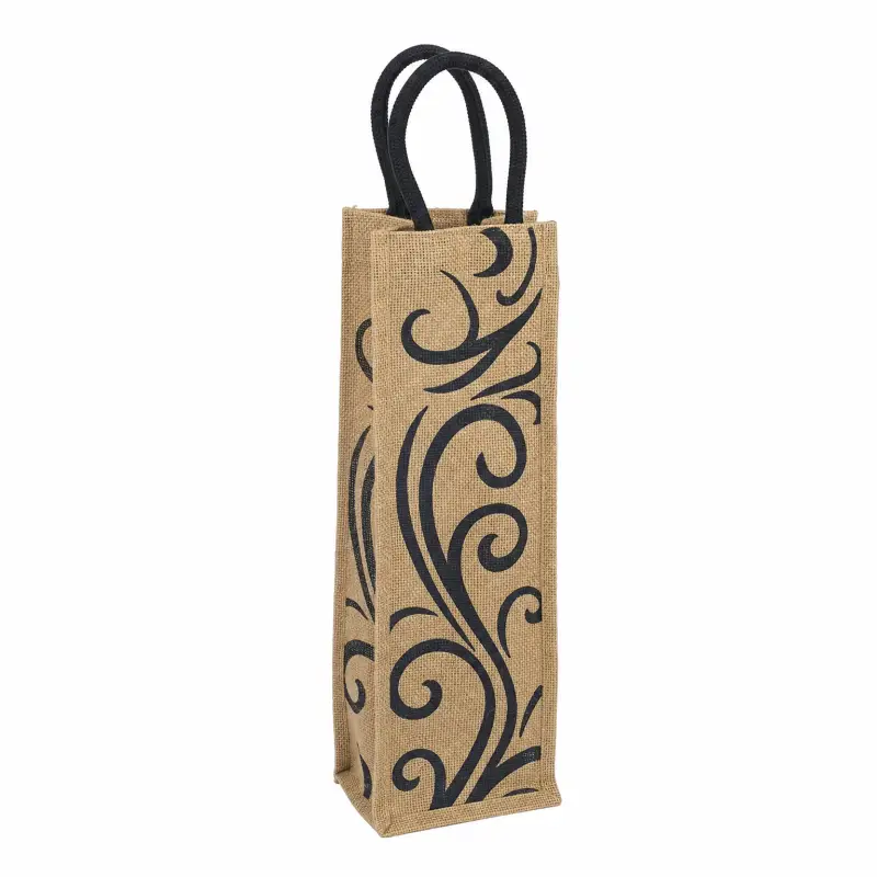 JUTE BLK SWIRLS GIFT BAG