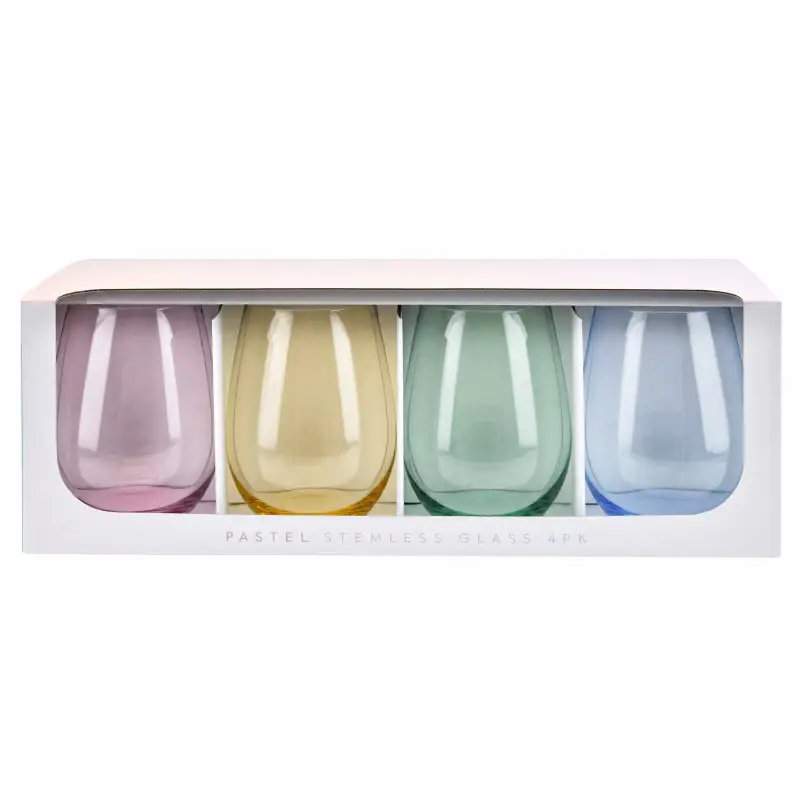 PASTEL STEMLESS GLASS 4PK