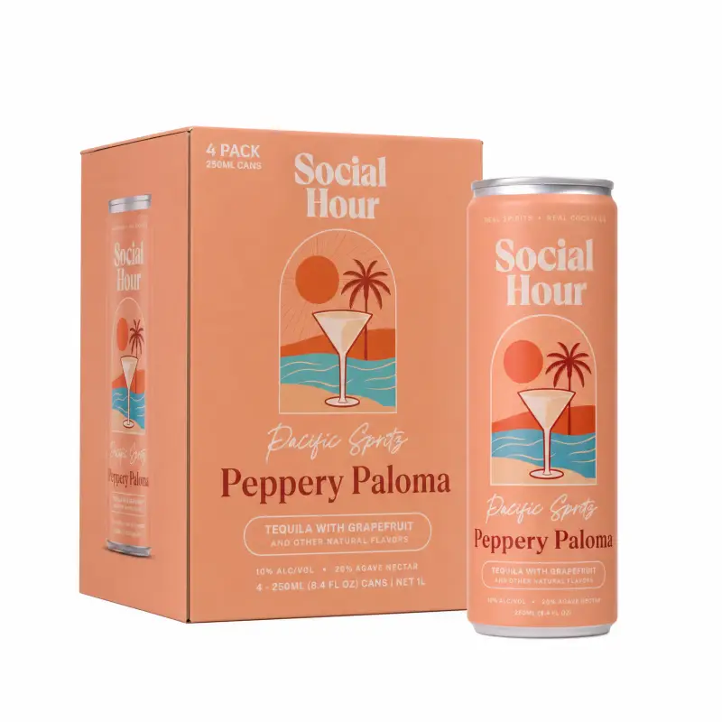 Social Hour Pacific Spritz Peppery Paloma 4pk-250ml Cans