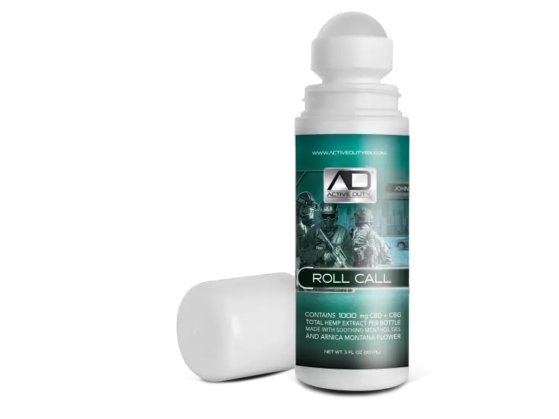 Active Duty RX™ Mentholated Roll-On Gel 1000mg CBD + CBG, 90 mL