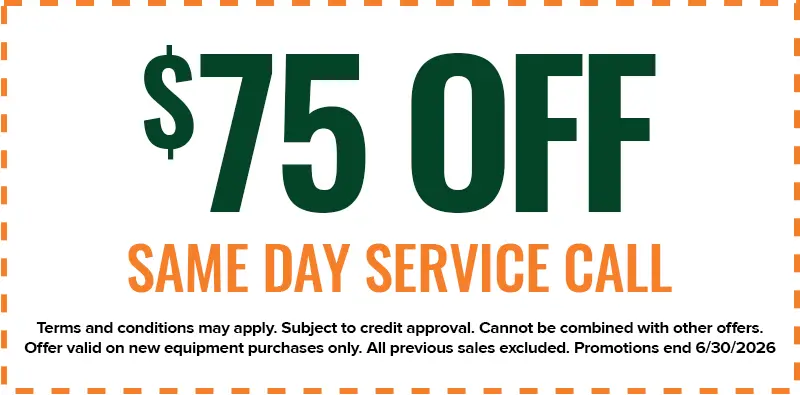 75 off same day service call; terms and conditions apply; offer ends 6/30/2026.