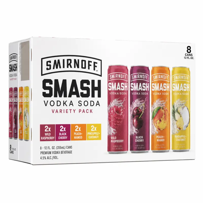 Smirnoff Smash Vodka Soda Variety Pack 8pk 12oz Cans