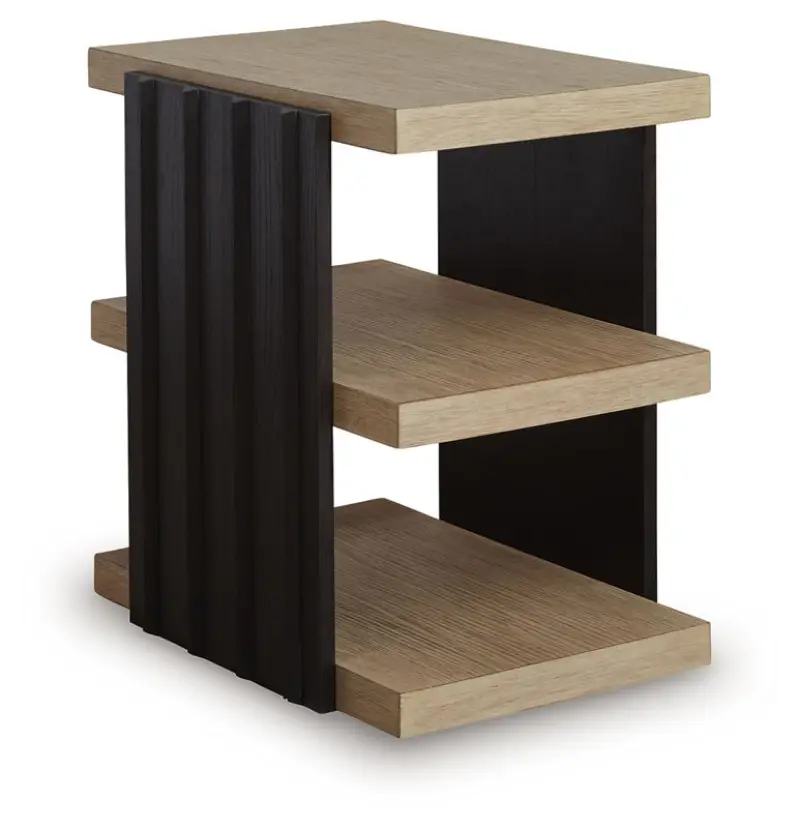 Rylandyn - Rectangular End Table - Black / Light Brown