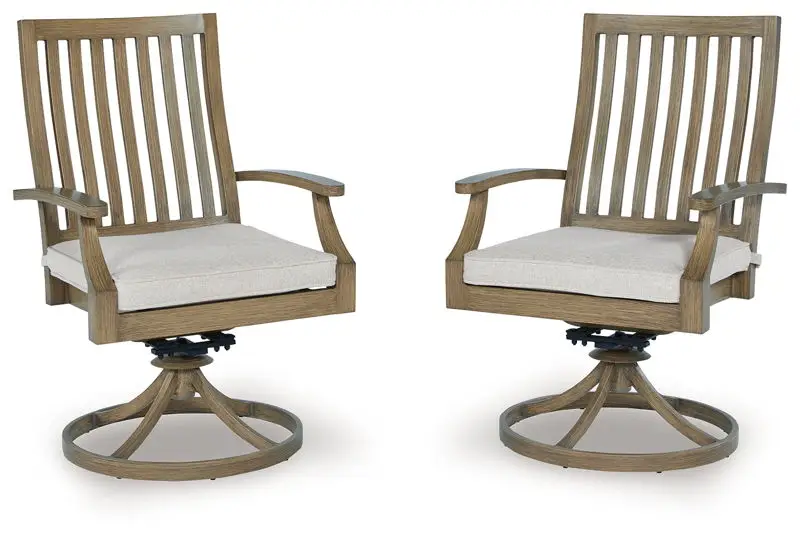Rainier Ranch - Swivel Chair With Cushion (Set of 2) - Brown / Beige