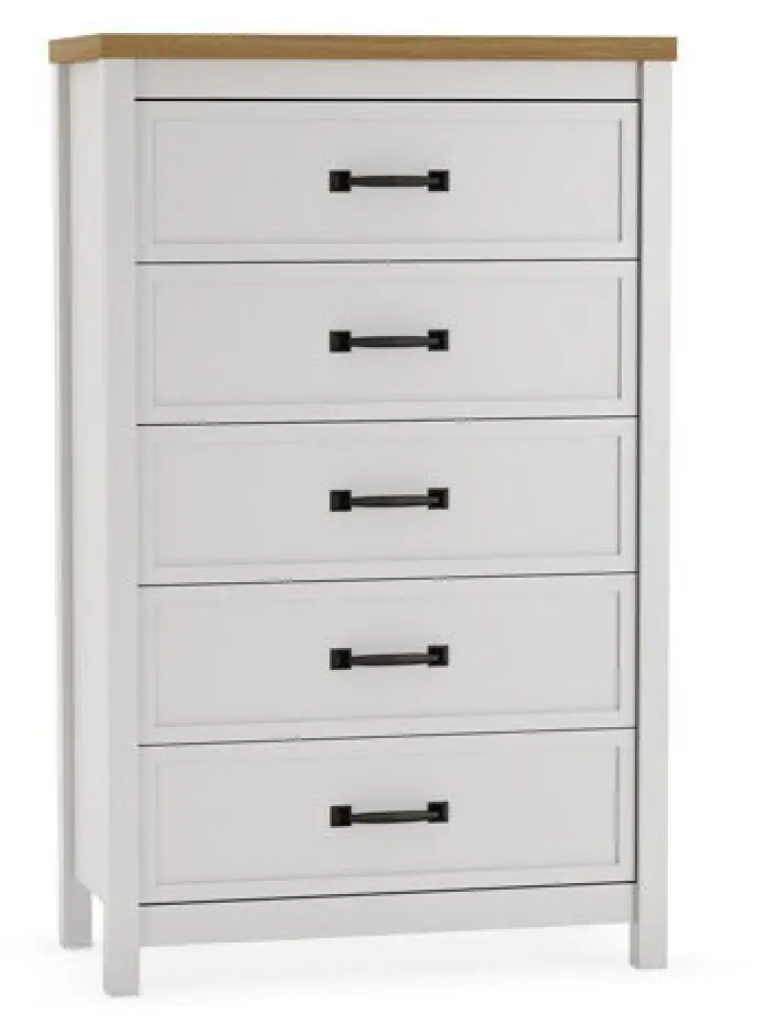 Kerisden - Five Drawer Chest - White / Brown