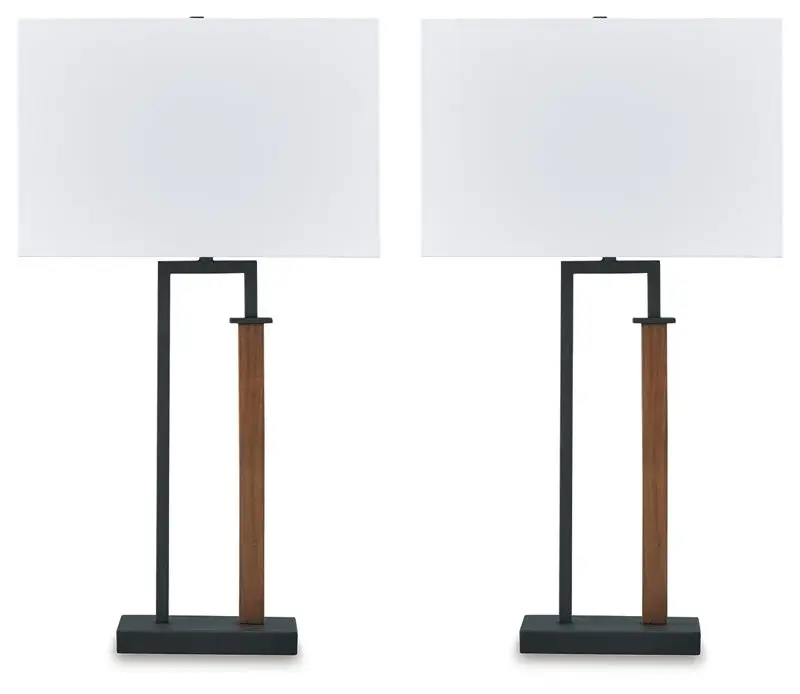 Voslen - Metal Table Lamp (Set of 2) - Black / Brown