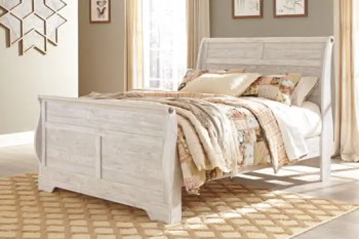 Willowton - Queen Sleigh Rails - Whitewash