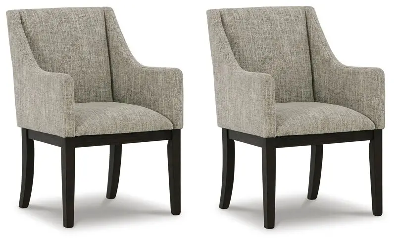 Burkhaus - Dining UPH Arm Chair (Set of 2) - Beige / Dark Brown