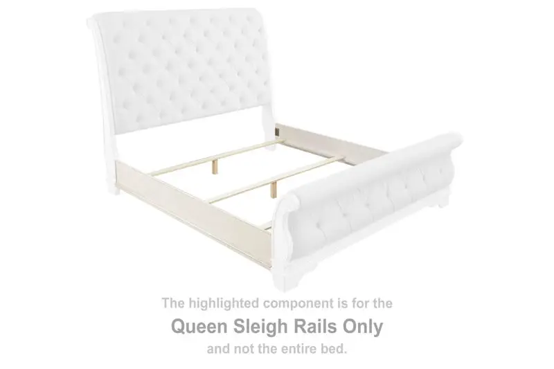 Realyn - Queen Sleigh Rails - Chipped White