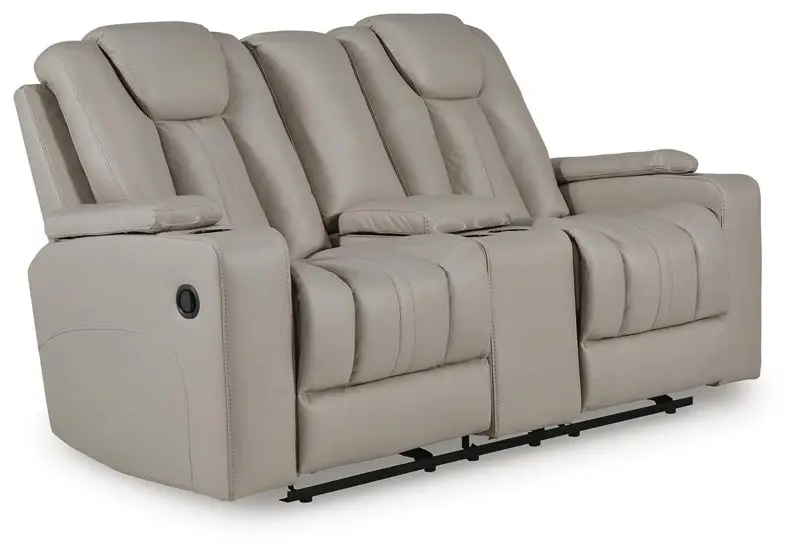 Elevate Edges - Glide Reclining Loveseat With Console - Coin