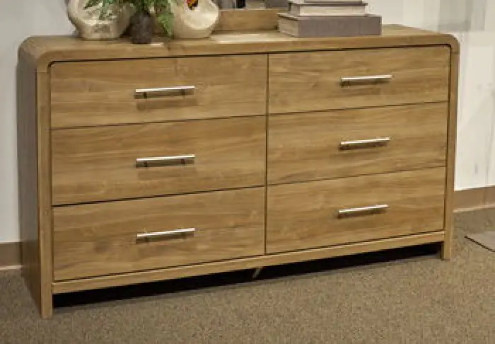 Gramburg - Six Drawer Dresser - Warm Natural Brown