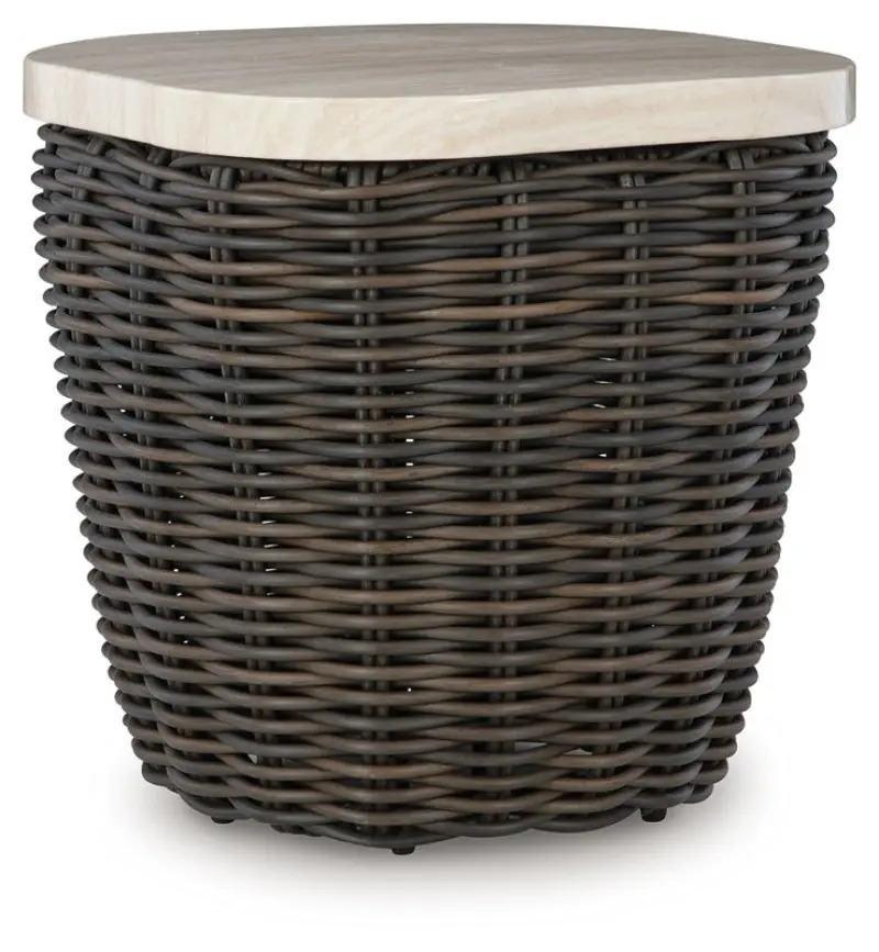 Kimora - Square End Table - Beige / Dark Brown