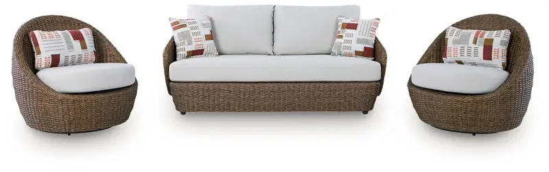 Double Point - Loveseat, Swivel Chairs Set (Set of 3) - Beige