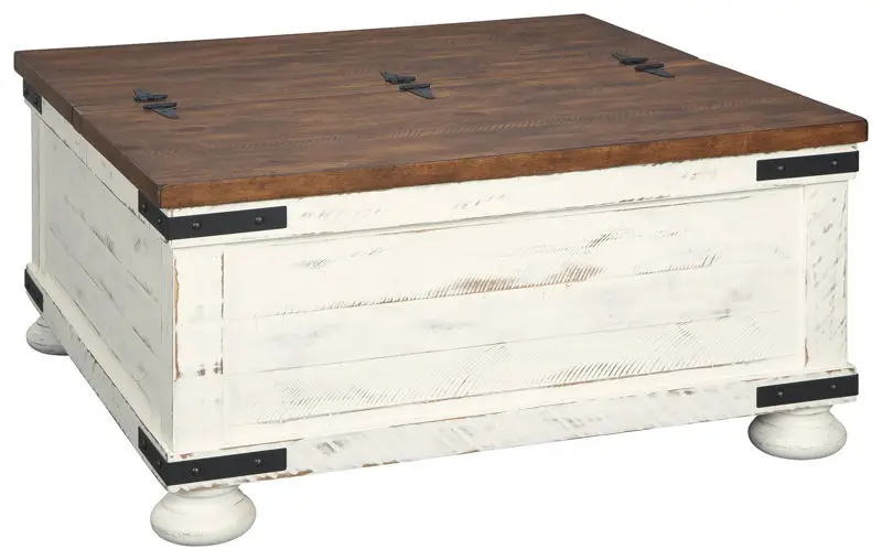 Wystfield - Cocktail Table with Storage - White / Brown