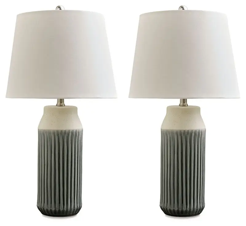 Afener - Ceramic Table Lamp (Set of 2) - Blue / Beige