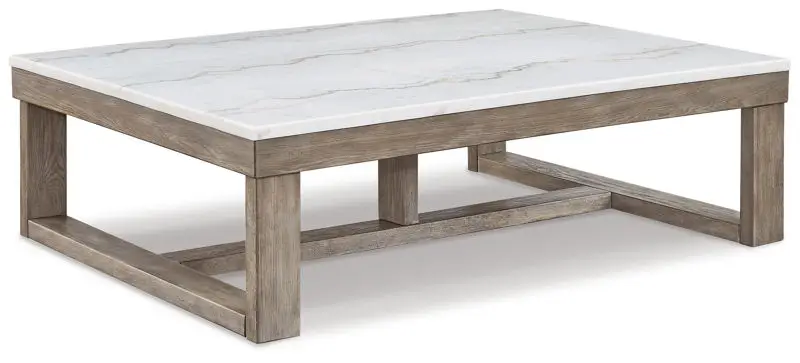 Loyaska - Rectangular Cocktail Table - Brown / Ivory