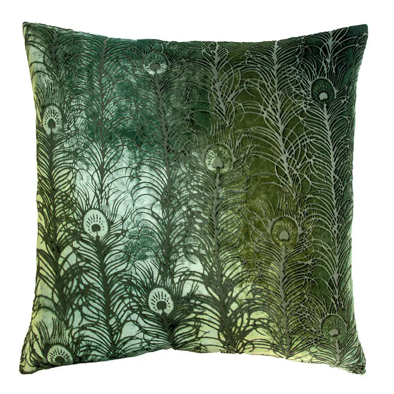 Peacock Feather Velvet Pillow by Kevin O'Brien Studio